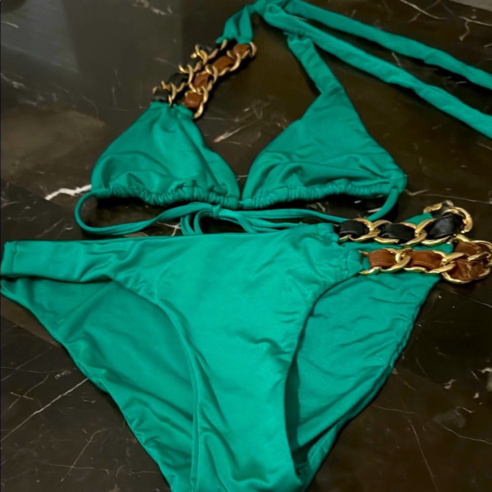Beach Bunny Teal Bikini with Chain Detail